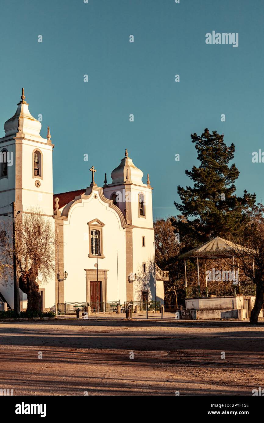 Exterior front view of the church in Carvalhal Portugal Stock Photo