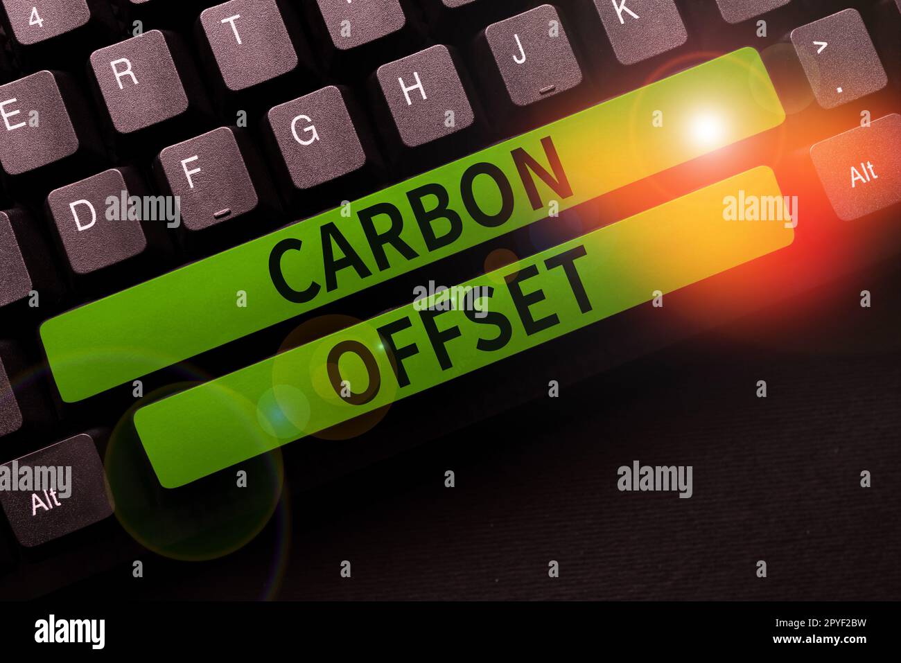 Text caption presenting Carbon Offset, Concept meaning Reduction in