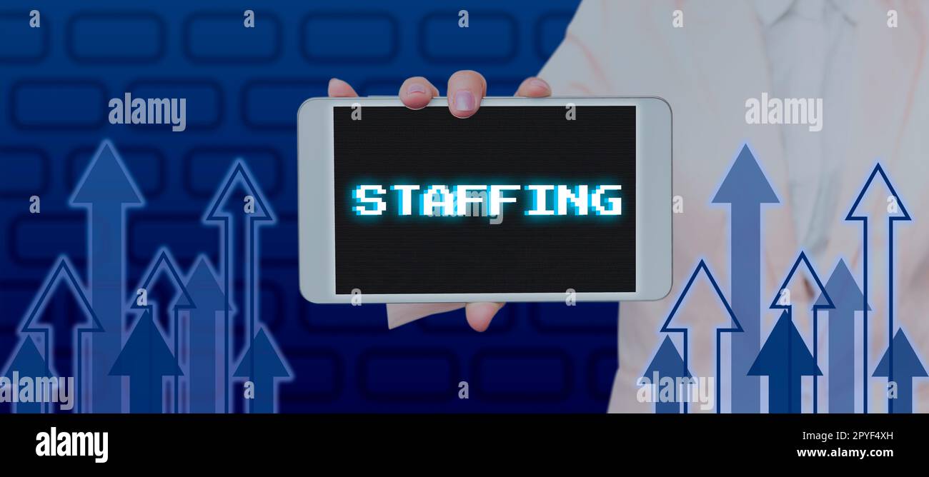 Handwriting text Staffing. Word for The percentage of workers that replaced by new employees Stock Photo