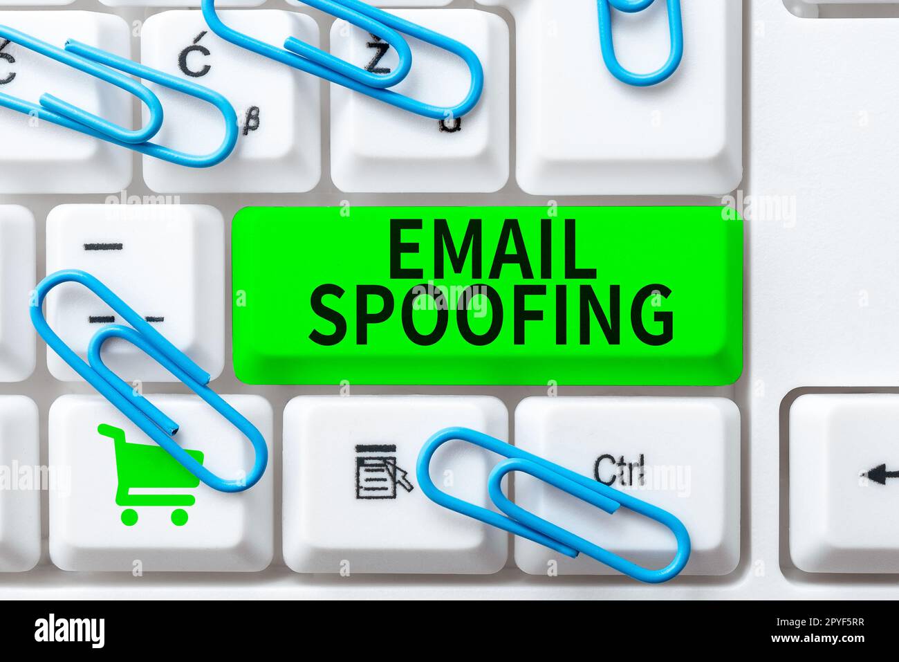 Conceptual display Email Spoofing. Word Written on secure the access and content of an email account or service Stock Photo