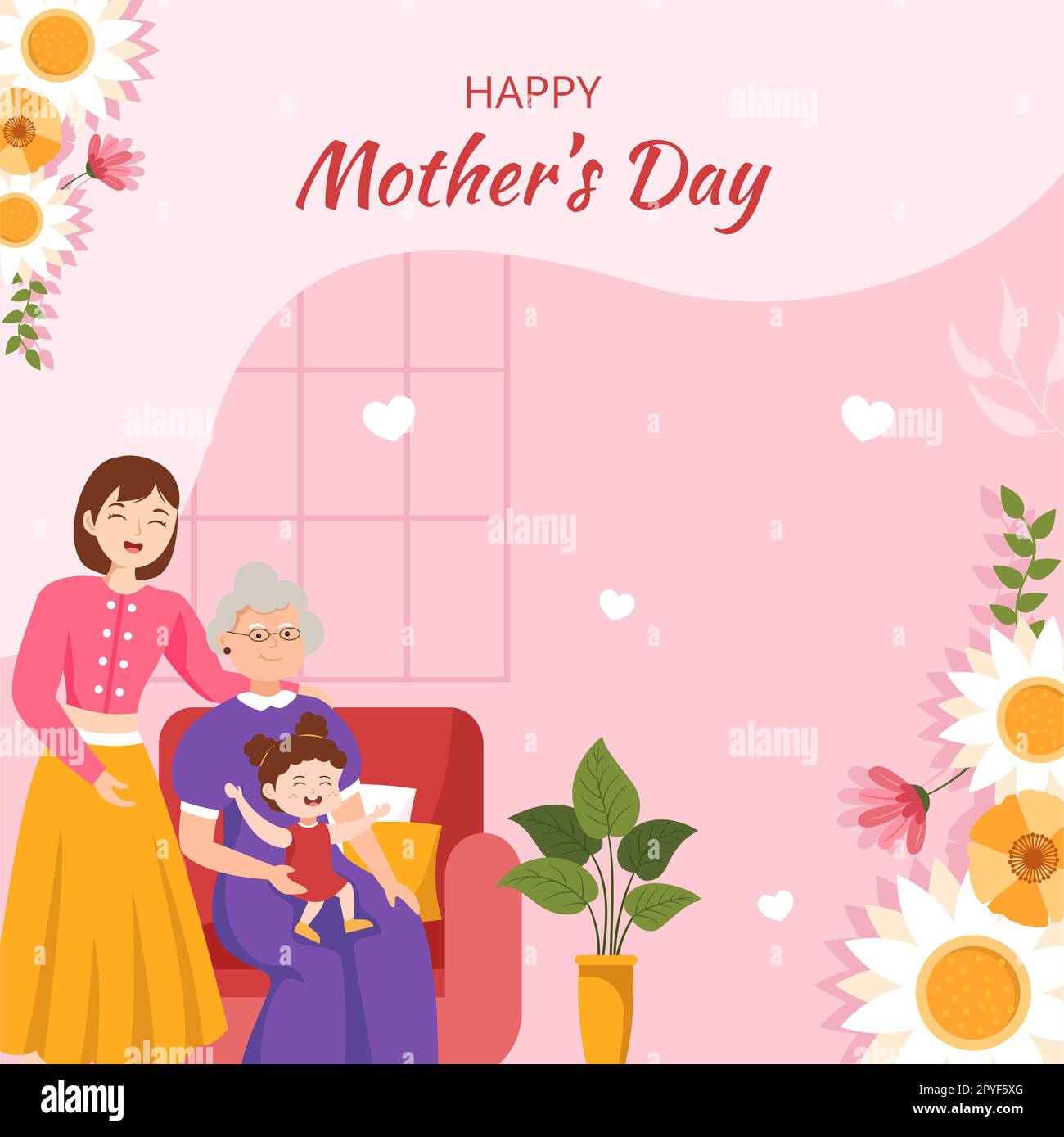 Happy Mother Day Social Media Background Illustration Cartoon Hand Drawn Templates Stock Photo