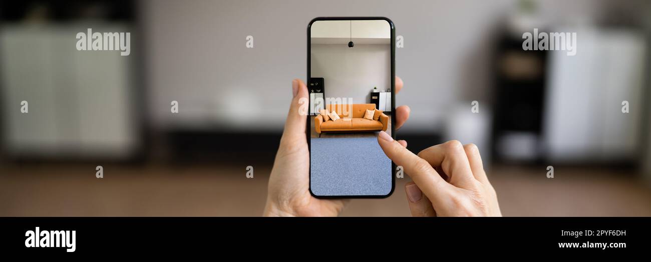 AR Technology App For Living Room Living Room Furniture Stock Photo - Alamy
