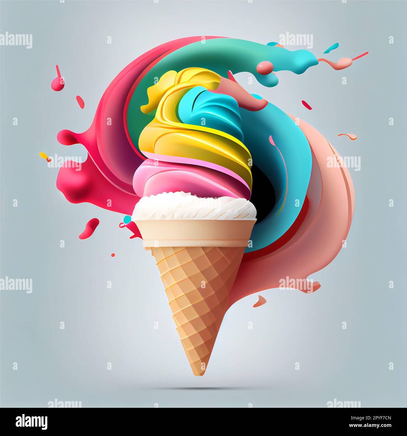 Colorful frozen yogurt ice cream Stock Photo