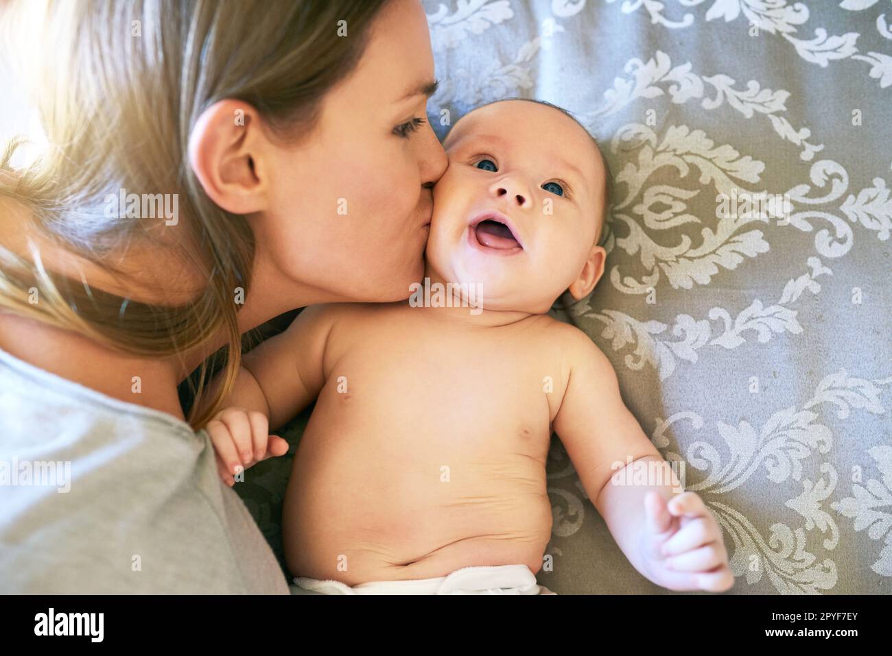 You perfect to me in every way. a young mother and her baby at home. Stock Photo