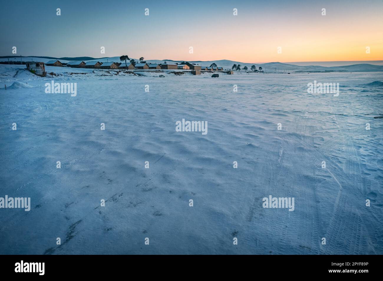 Khoujir by winter, Baikal lake, Olkhon island, Siberia, Russia. Stock Photo