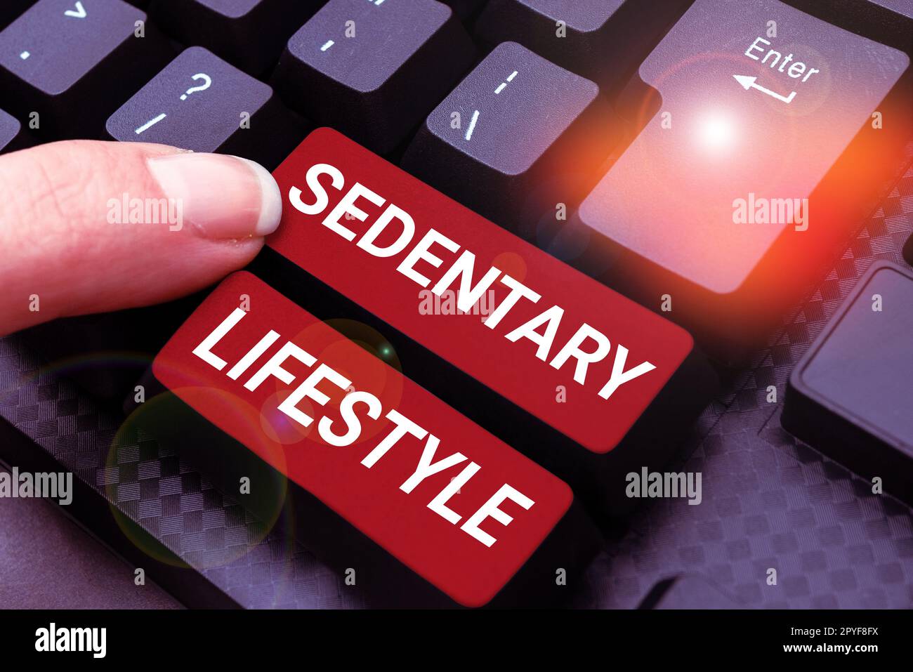 Handwriting text Sedentary Lifestyle. Concept meaning ways and means of life involved in much sitting and low physical activity Stock Photo