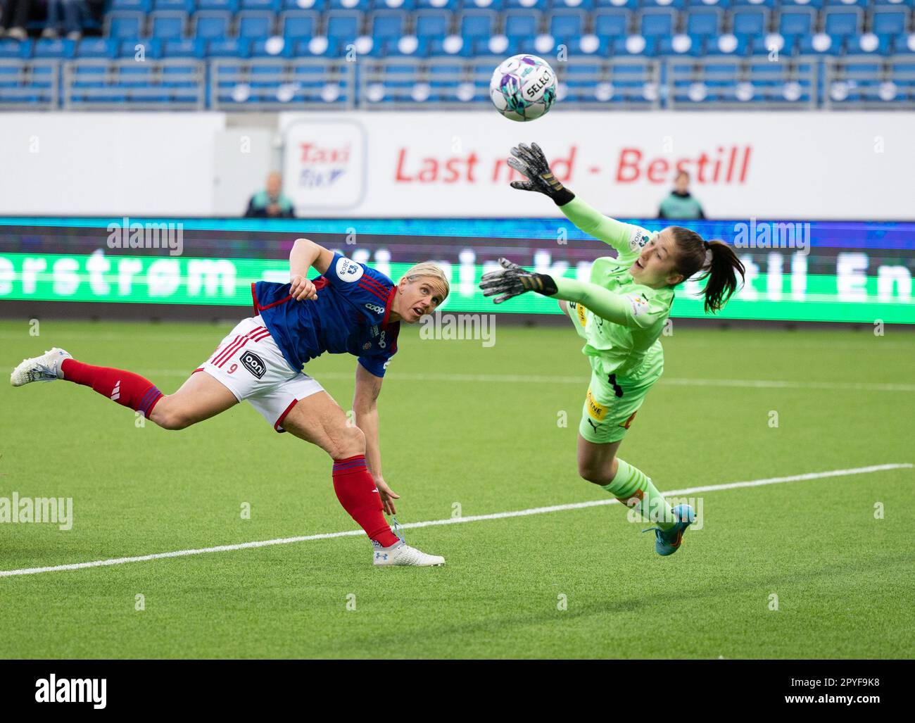 Oslo, Norway. 03rd May, 2023. Oslo, Norway, May 3rd 2023: Goalkeeper Cecilie Fiskerstrand (13 LSK) make a save during the Toppserien league game between Valerenga and LSK at Intility Arena in Oslo, Norway (Ane Frosaker/SPP) Credit: SPP Sport Press Photo. /Alamy Live News Stock Photo