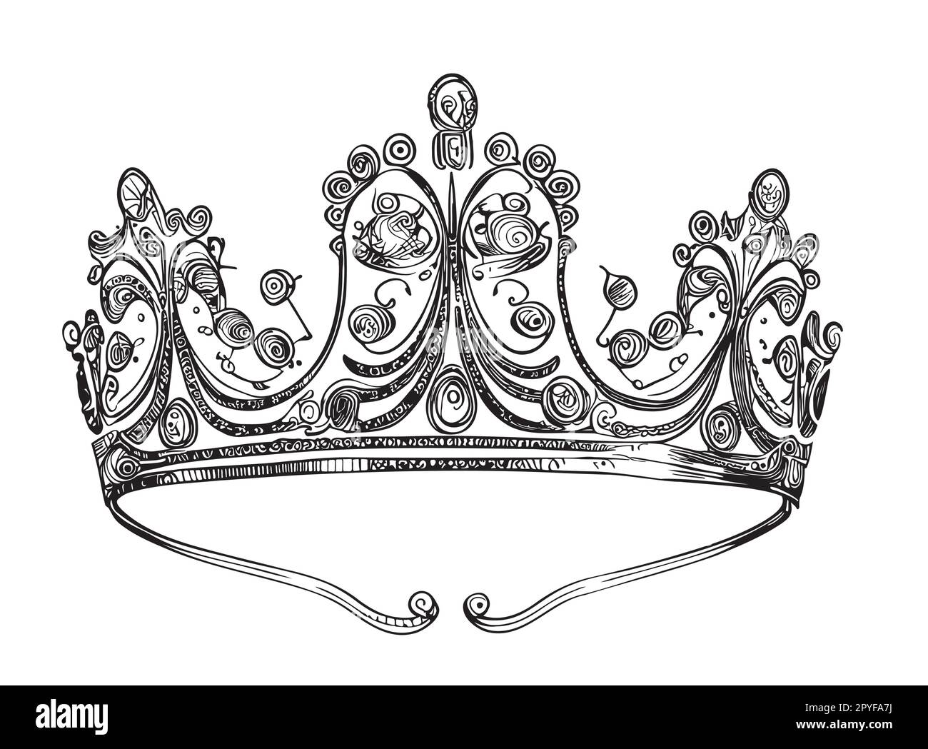 Tiara royal hand drawn sketch in doodle style illustration Stock Vector