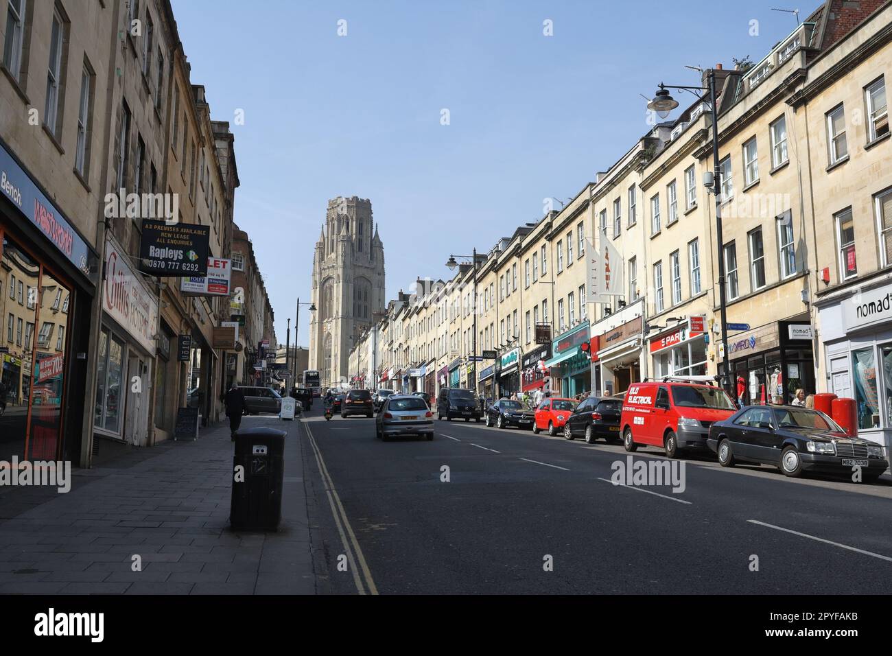Park street in Bristol city centre, England UK, Shops in Georgian buildings Stock Photo