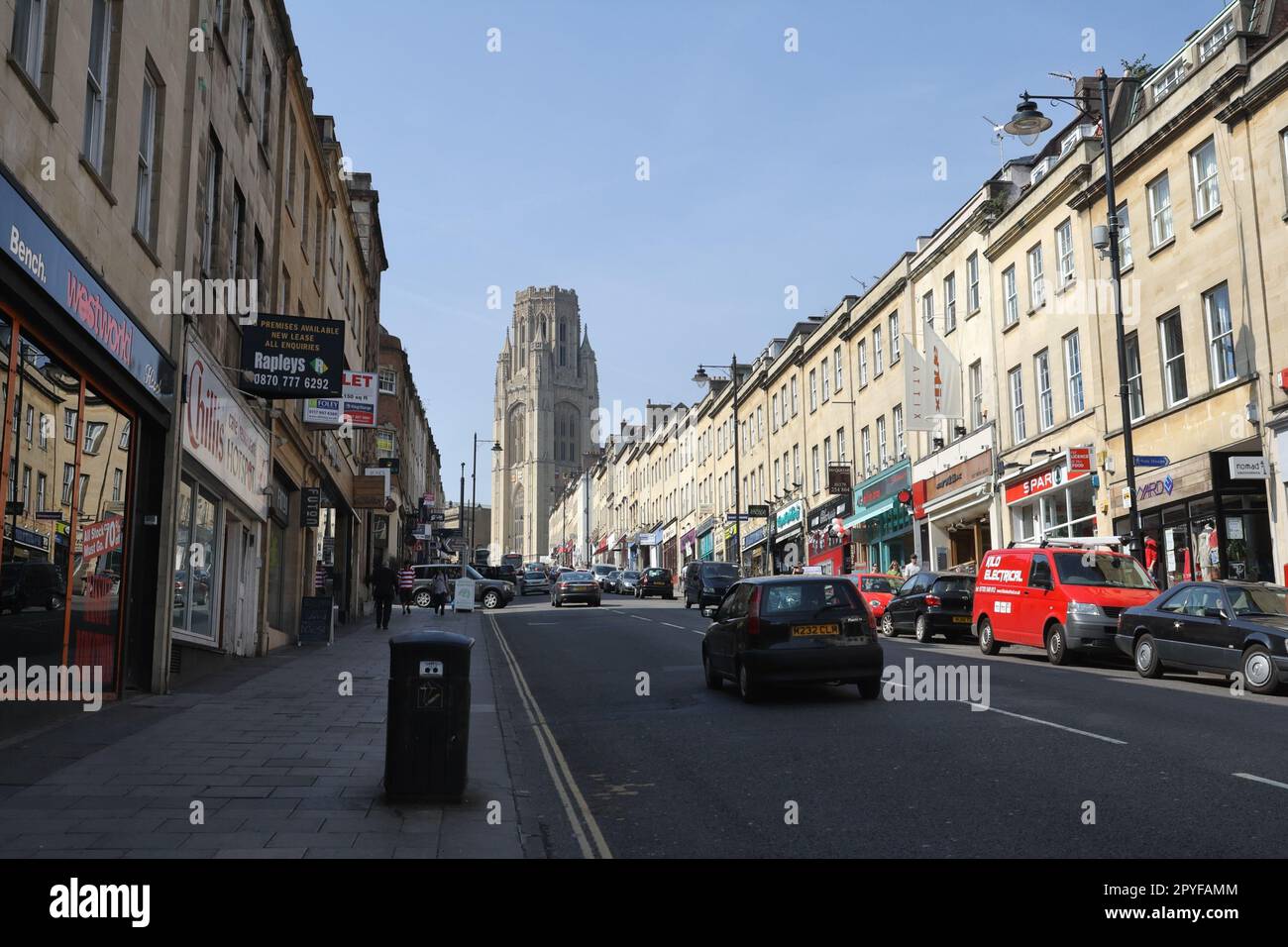 Park street in Bristol city centre, England UK, Shops in Georgian buildings Stock Photo