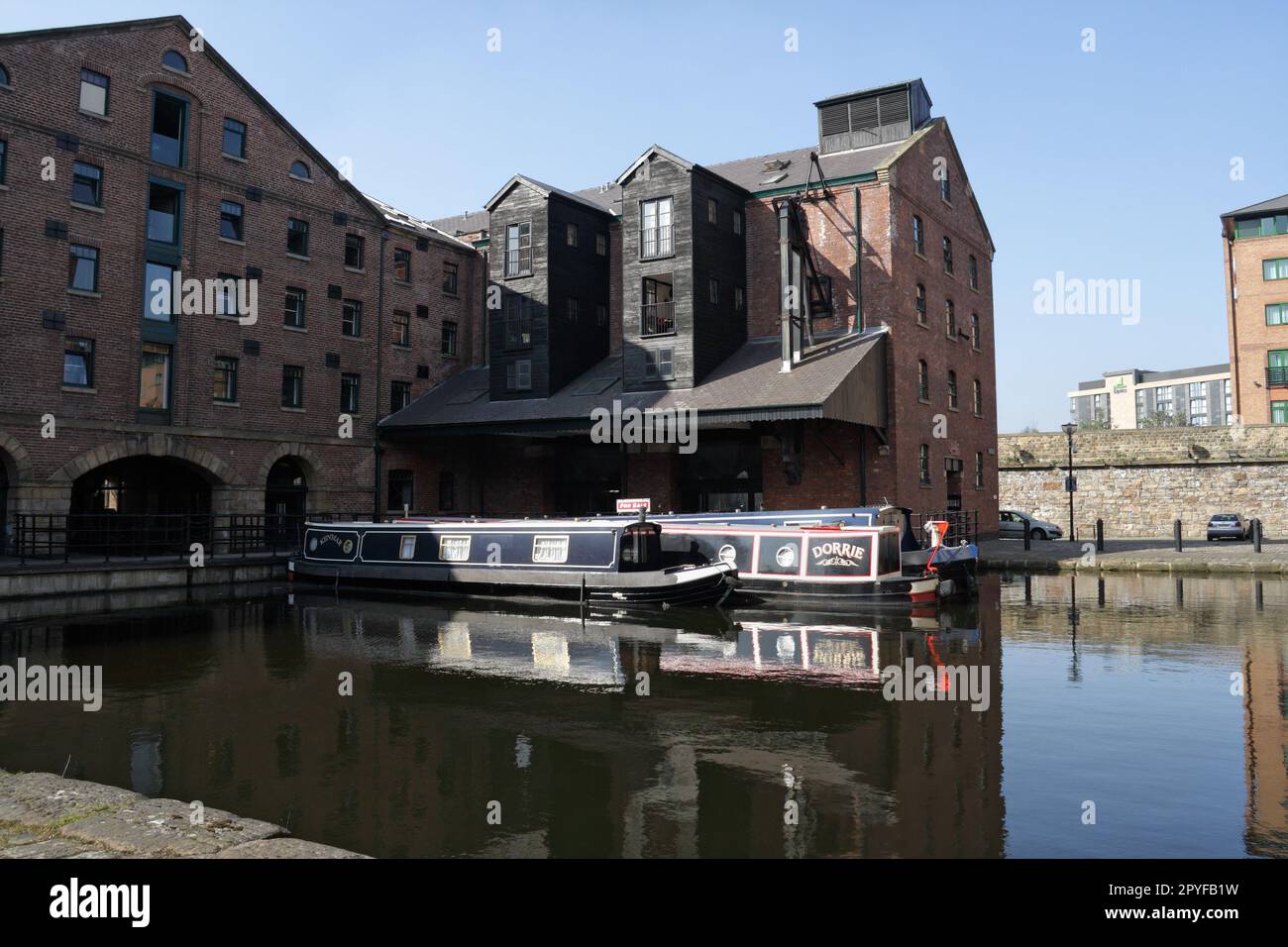 The Terminal Warehouse at Victoria Quays Sheffield canal wharf, England. Preserve industrial building, converted to housing flats Stock Photo