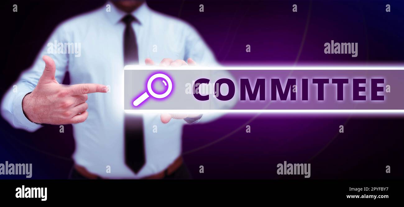 Text caption presenting Committee. Concept meaning Group of people ...