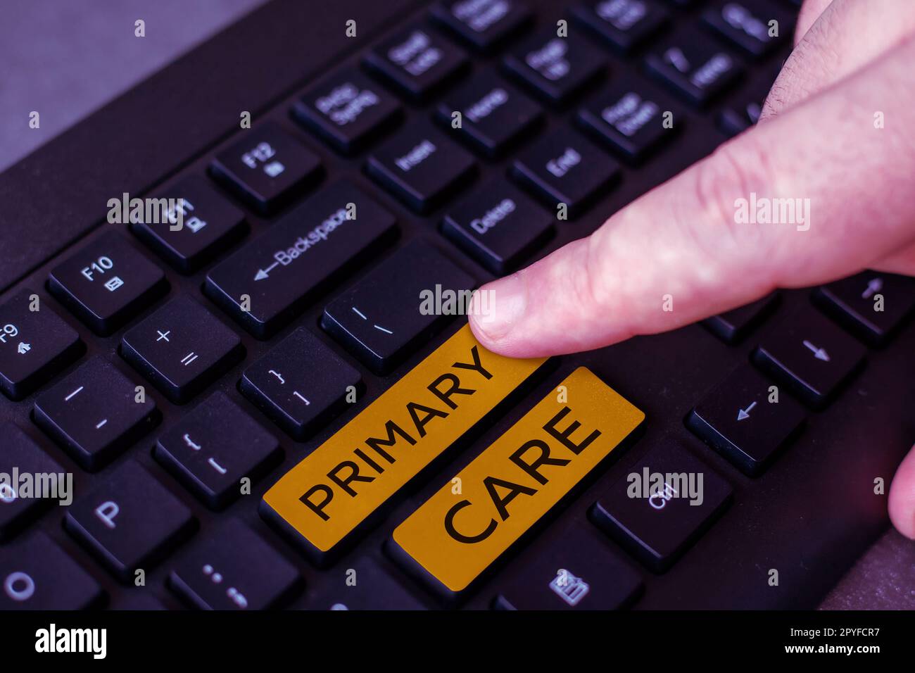 Sign displaying Primary Care. Word for health care provided by medical practitioner, pediatrician, or nurse Stock Photo