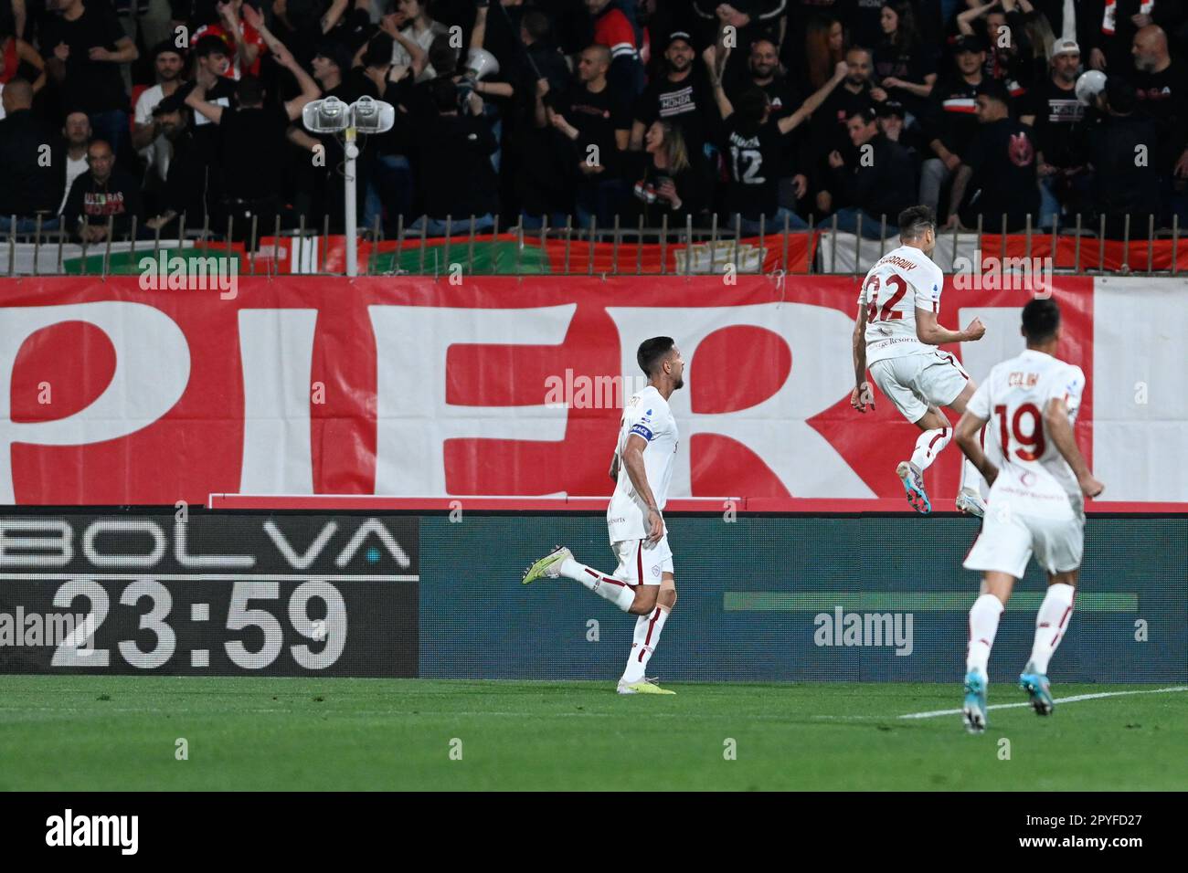 Monza, Italy, 03/05/2023, Stephan El Shaarawy of AS Roma celebrating ...