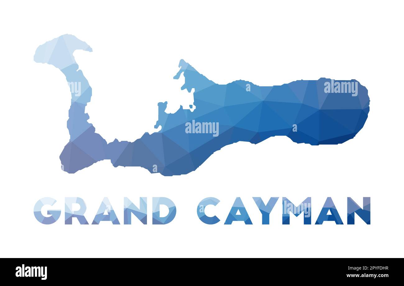 Low poly map of Grand Cayman. Geometric illustration of the island. Grand Cayman polygonal map ...
