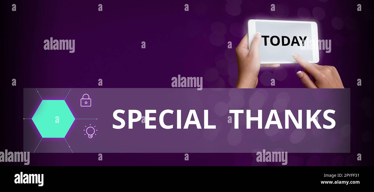 Handwriting text Special Thanks. Business concept expression of appreciation or gratitude or an acknowledgment Stock Photo