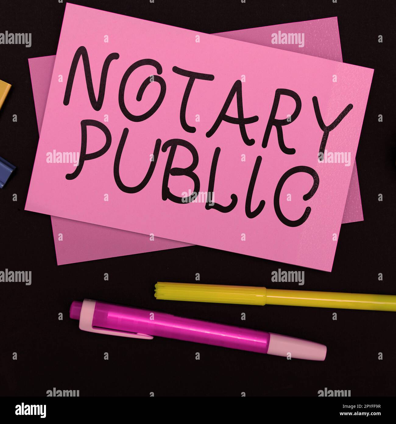 Writing displaying text Notary Public. Business overview Legality