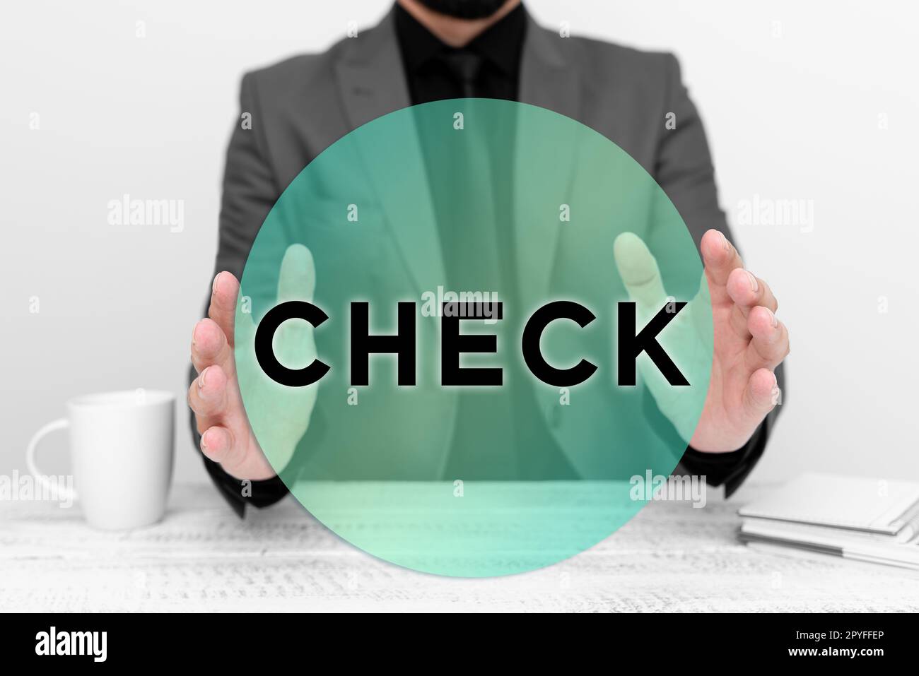Hand writing sign Check. Business idea Mark Click on a box in order to select a particular option on a form Stock Photo