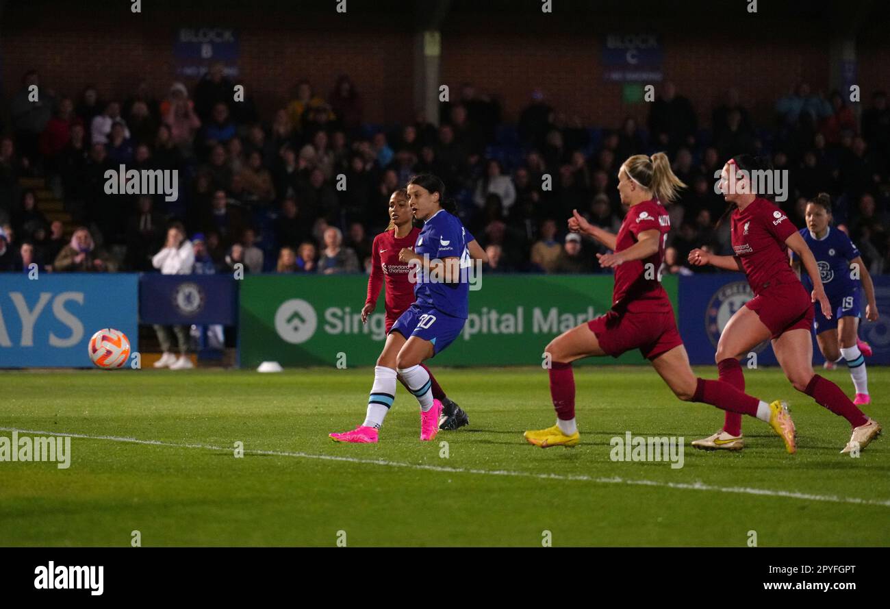 Chelsea's Sam Kerr Scores Their Side's Second Goal Of The Game During ...