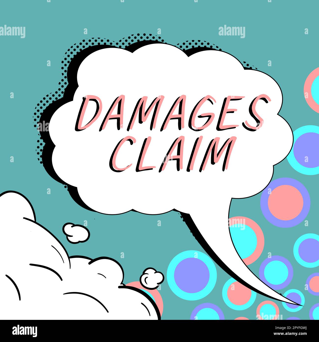 Text caption presenting Damages Claim. Word for Demand Compensation ...