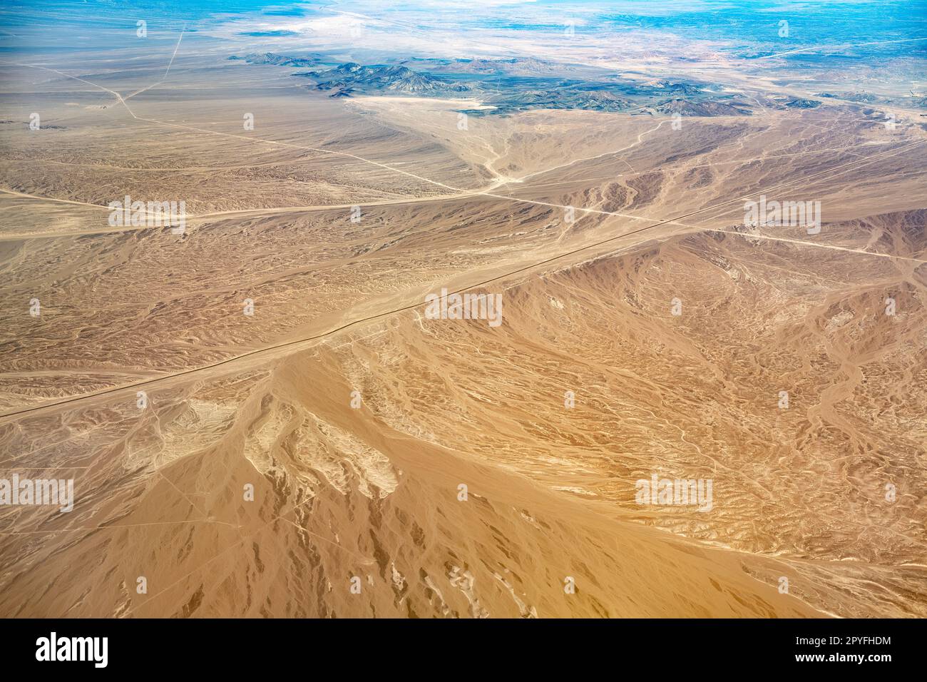 Aerial view of a road in the highlands of the Atacama Desert, Chile Stock Photo