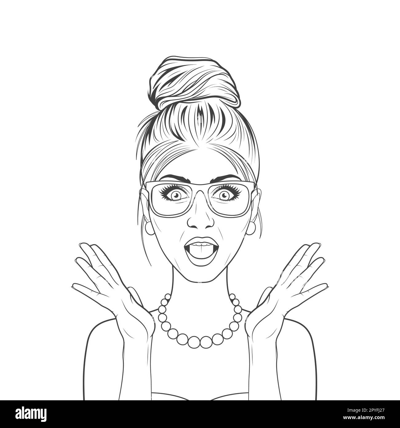 Beautiful surprised woman in the pop art comics style. Vector EPS8 ...