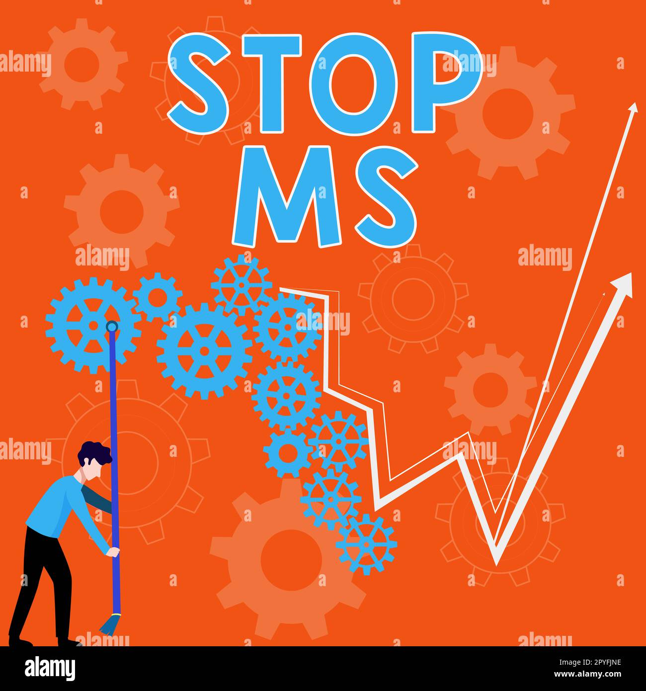 Hand writing sign Stop Ms. Concept meaning prevent disease marked by