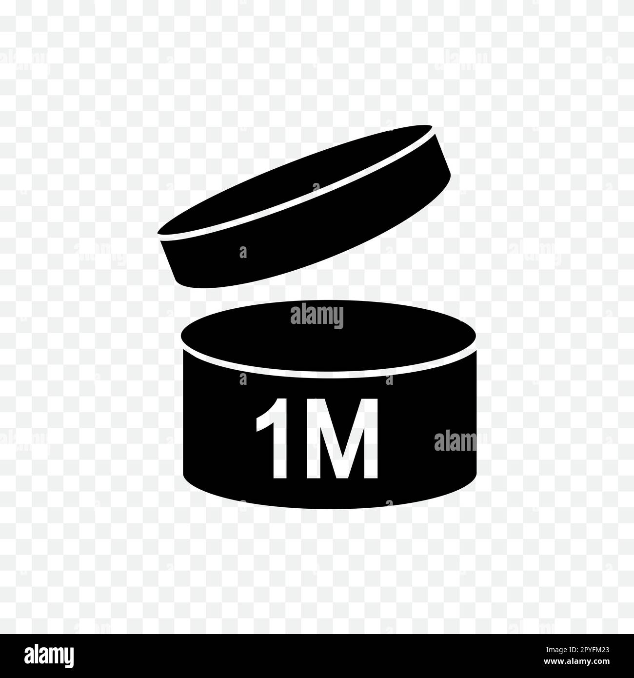 One month PAO icon. Period after opening sign. Jar with open lid and 1M