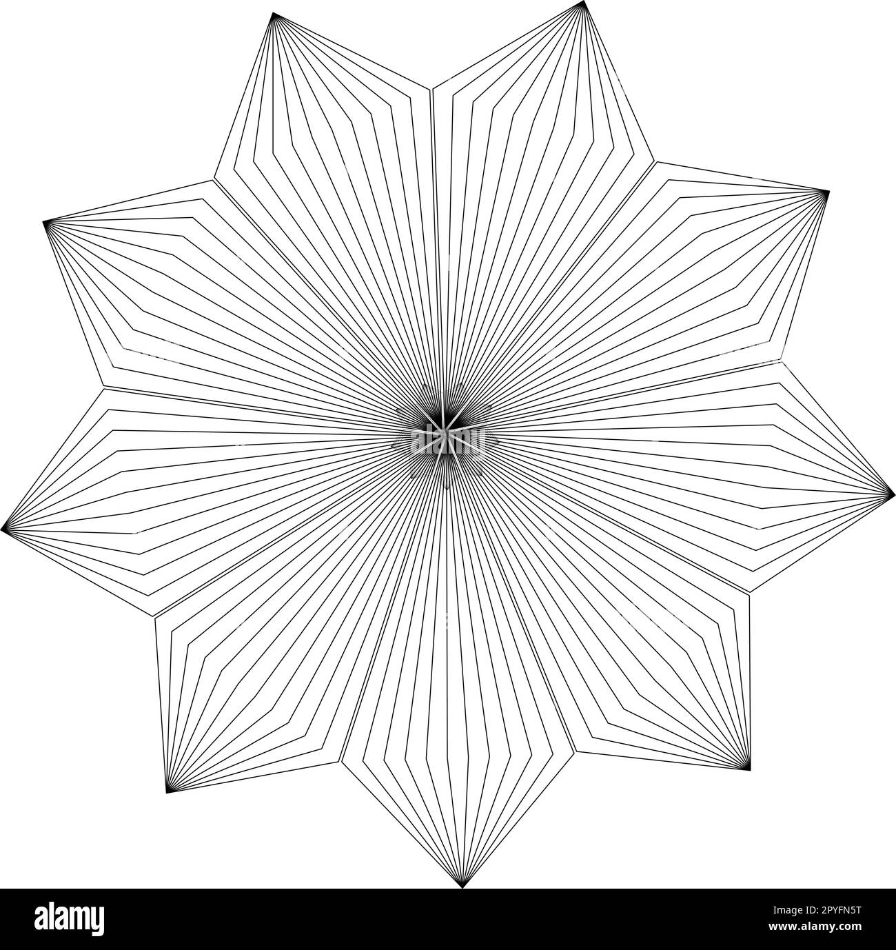 Bloom ornament texture. Spirograph template. Graphic flower shape. Harmonic symmetric wireframe floral element isolated on white background Stock Vector