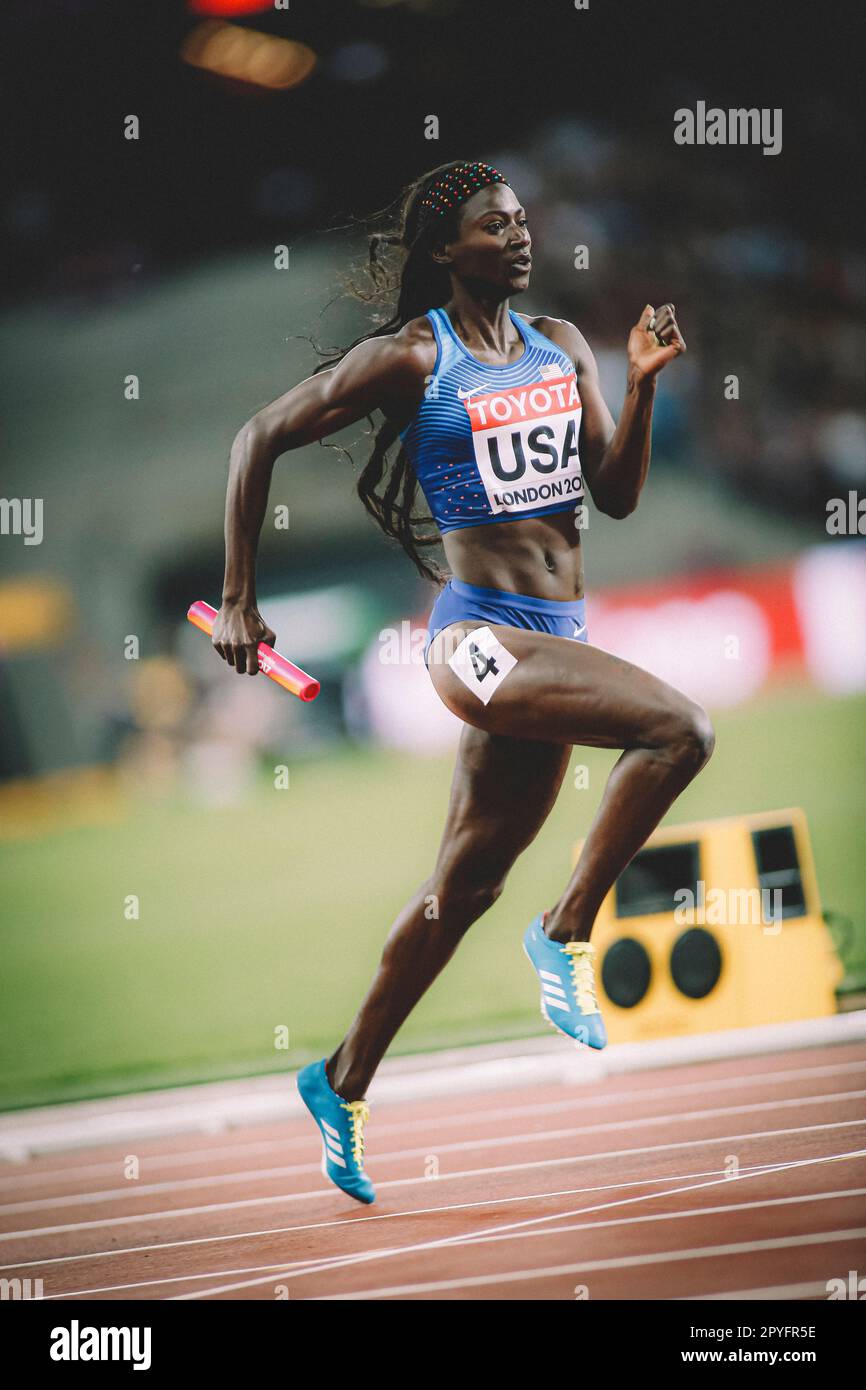 Tori Bowie running the 100m at the London 2017 World Athletics Championships Stock Photo Alamy