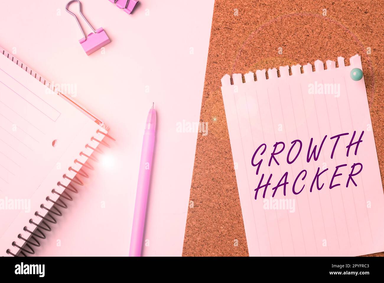Hand writing sign Growth Hacker. Word Written on generally to acquire as many users or customers as possible Stock Photo