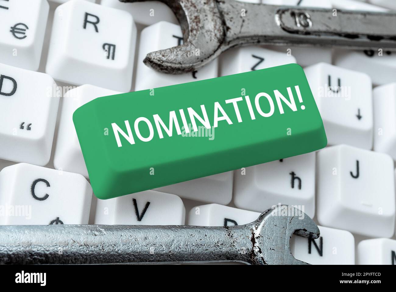 Sign displaying Nomination. Business overview Formally Choosing someone Official Candidate for an Award Stock Photo
