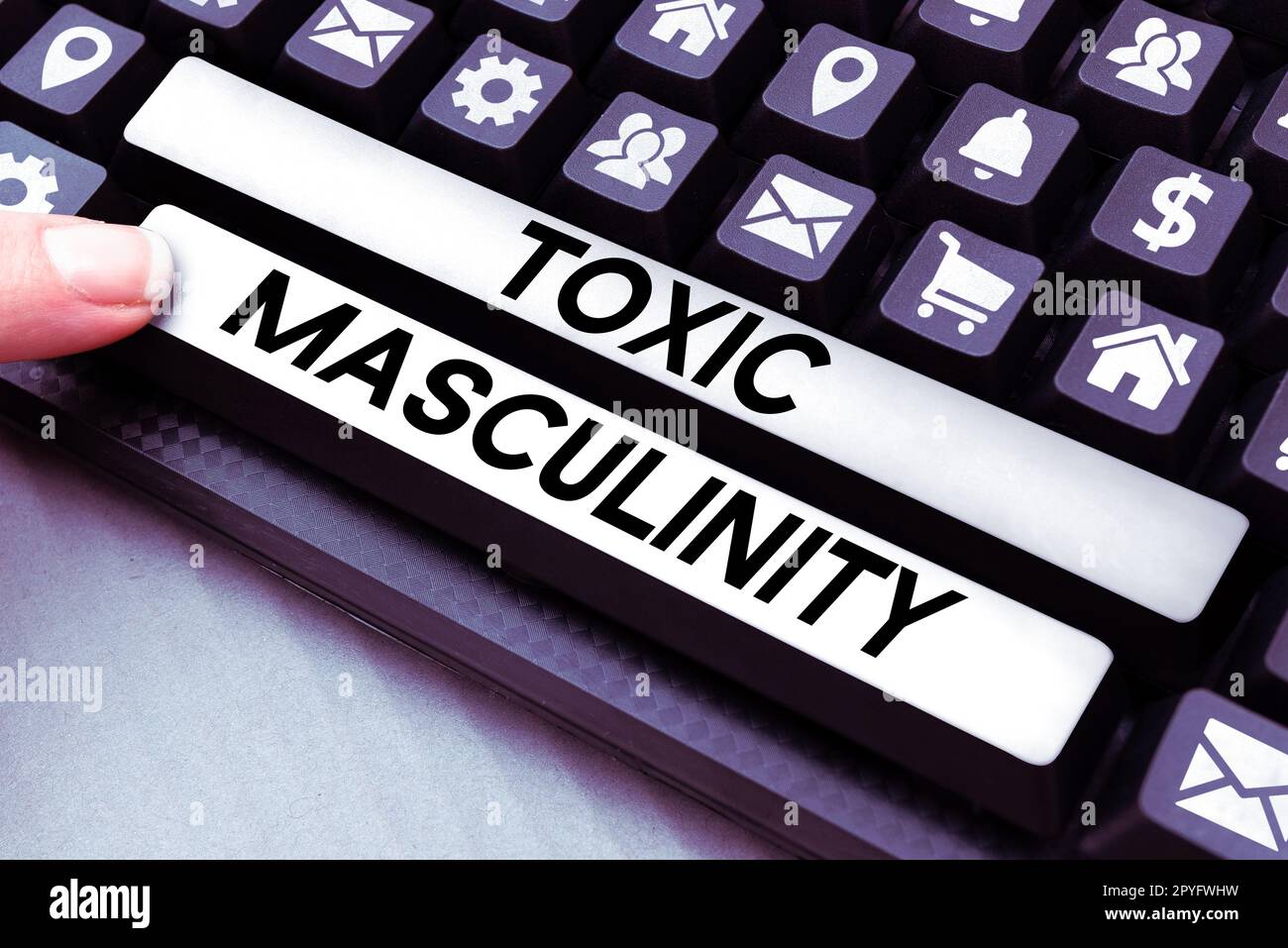 Conceptual caption Toxic Masculinity. Internet Concept describes narrow repressive type of ideas about the male gender role Stock Photo