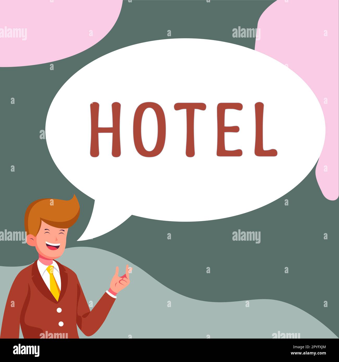 Hand writing sign Hotel. Word for establishment providing accommodation meals services for travellers Stock Photo
