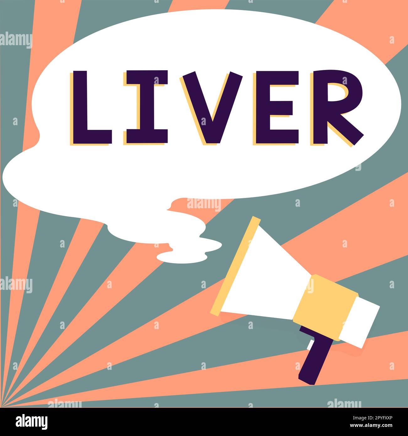 Text caption presenting Liver. Word Written on Large lobed glandular ...