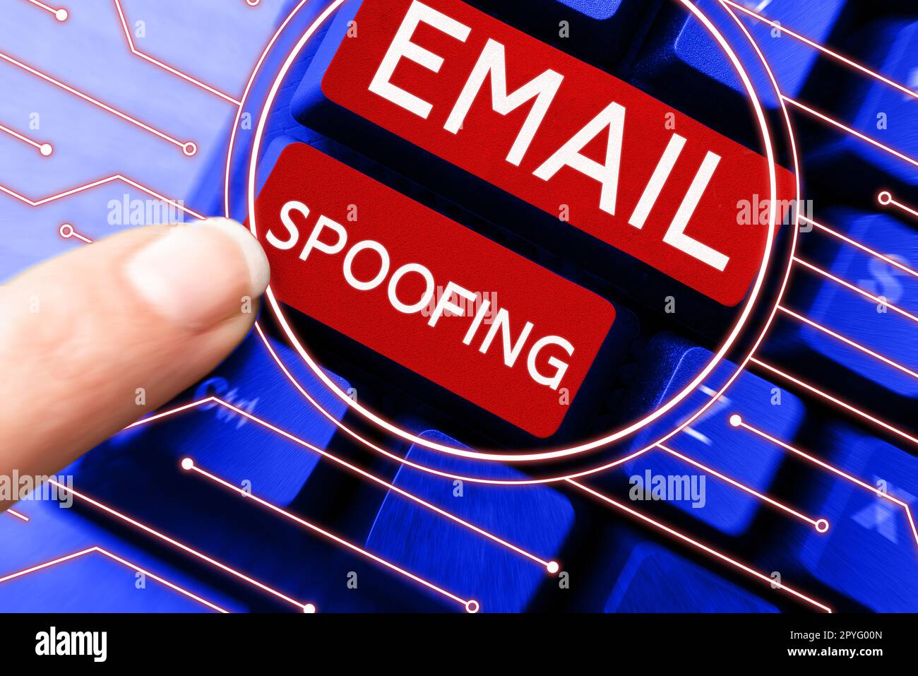 Handwriting text Email Spoofing. Business idea secure the access and content of an email account or service Stock Photo