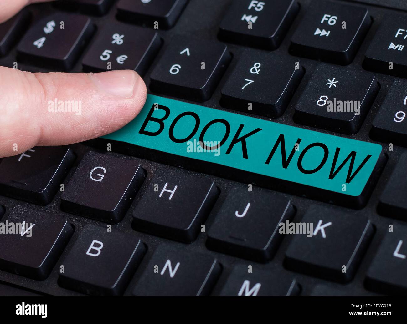 Text caption presenting Book Now. Word for Make a reservation in hotel accommodation or airplane ticket Stock Photo