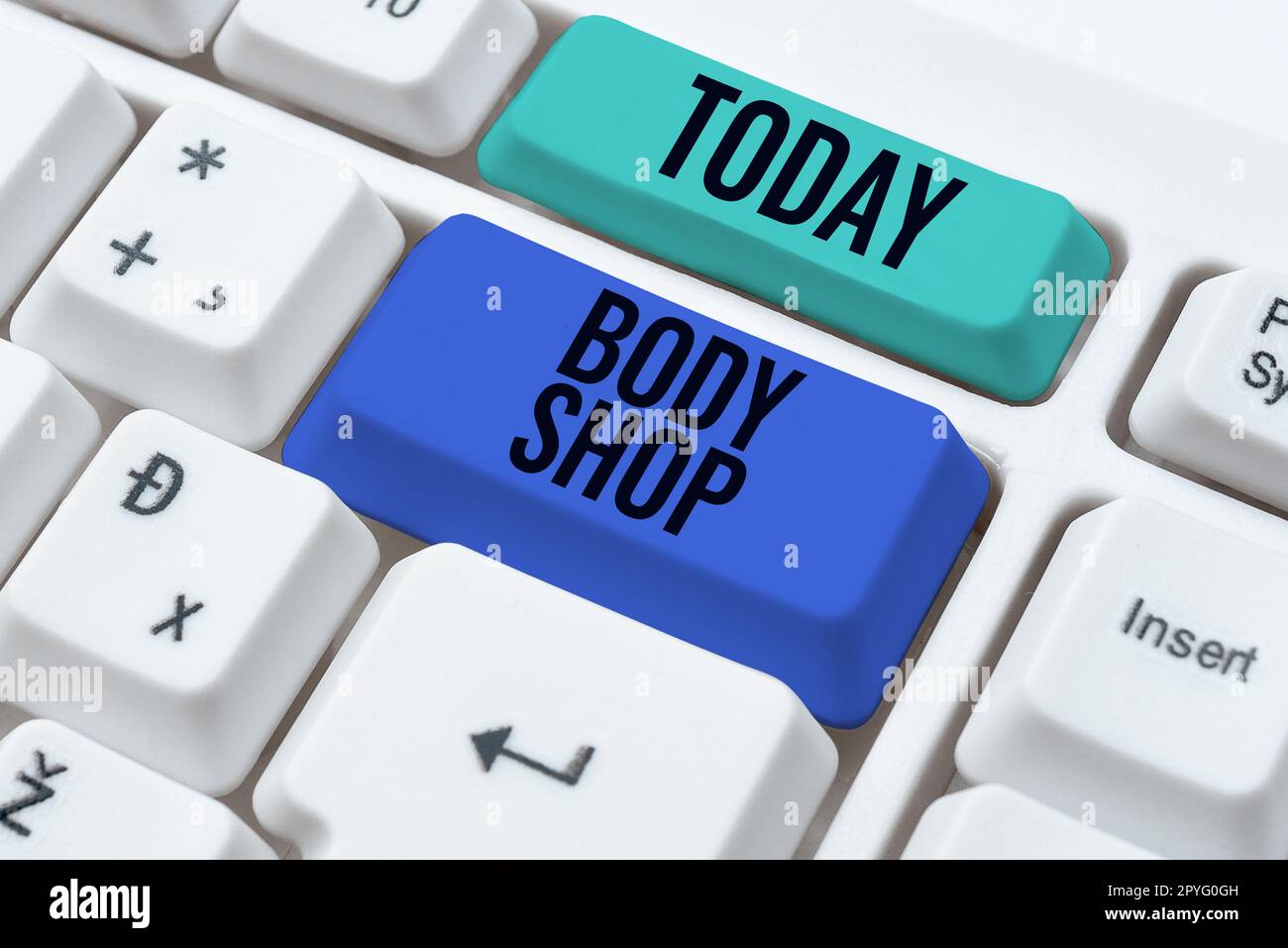 Text sign showing Body Shop. Business idea a shop where automotive bodies are made or repaired Stock Photo