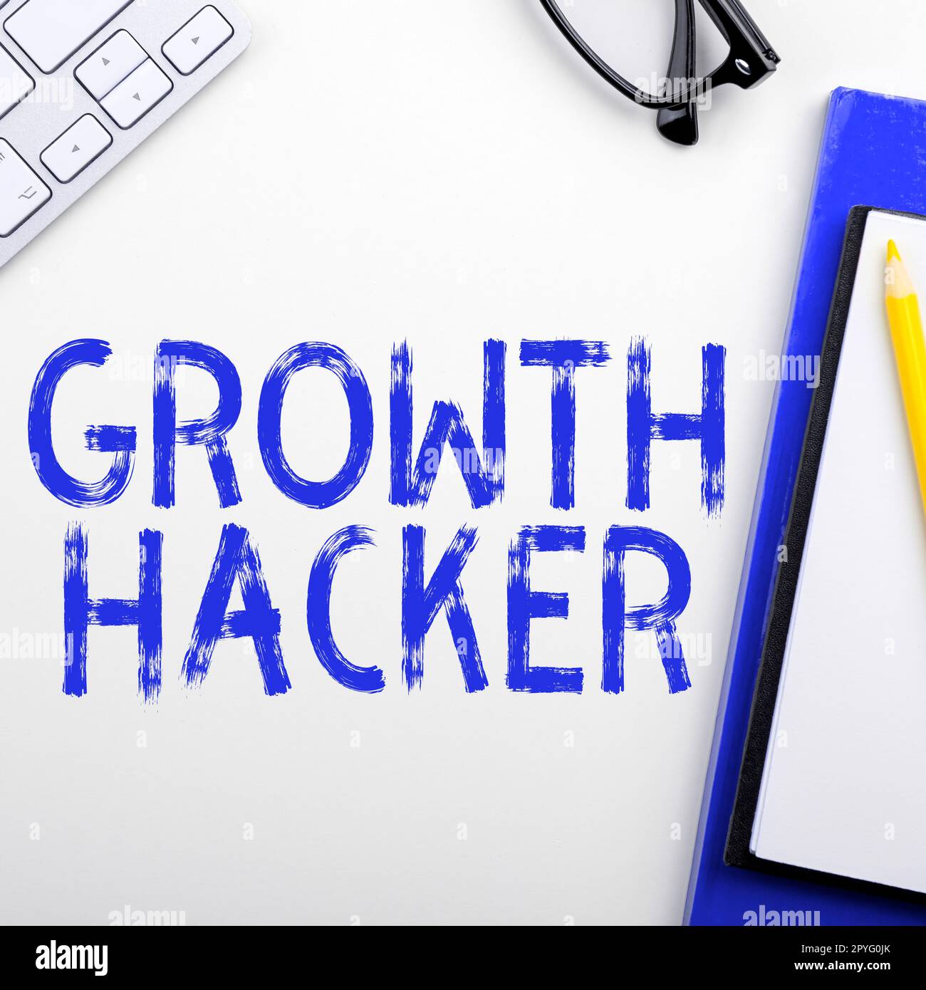 Hand writing sign Growth Hacker. Business showcase generally to acquire as many users or customers as possible Stock Photo