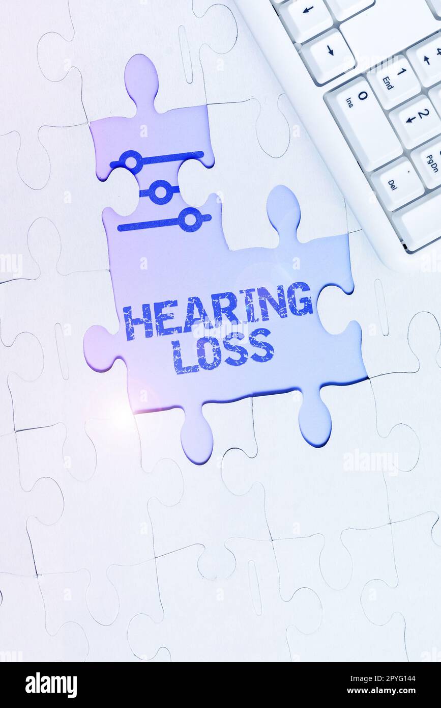 Sign displaying Hearing Loss. Internet Concept is partial or total inability to listen to sounds normally Stock Photo
