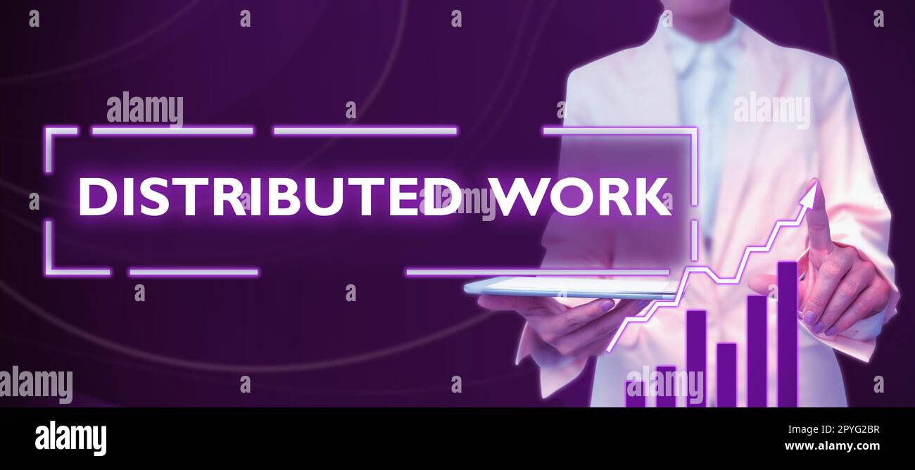 Distributed By Signs Sign displaying Distributed Work. Word for practiced by enterprises ...