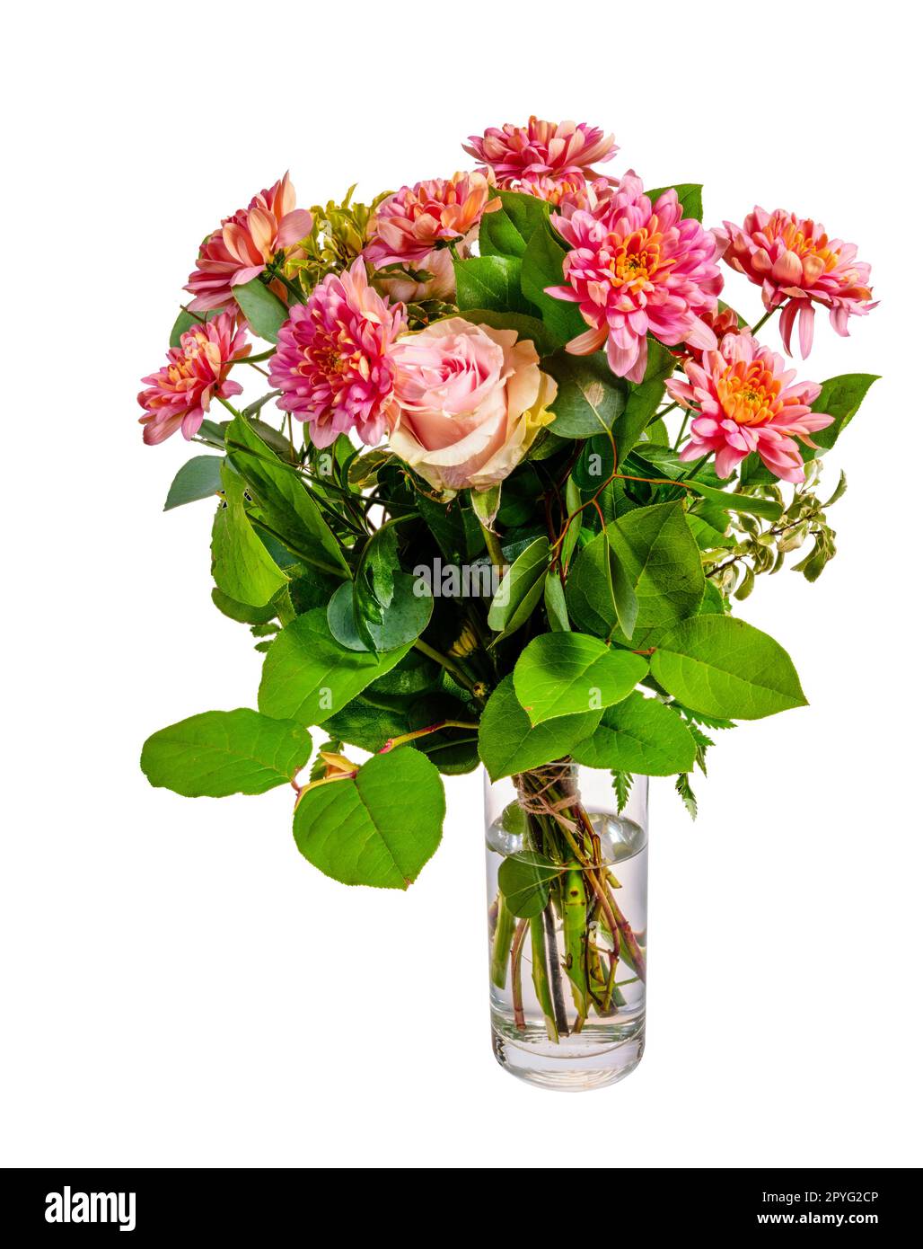 Isolated flower arrangement in a glass vase Stock Photo