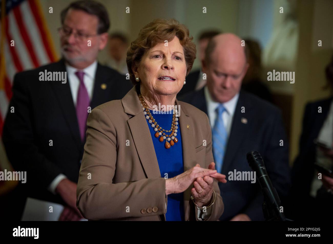 United States Senator Jeanne Shaheen (Democrat of New Hampshire) offers remarks on China Competitiveness Legislation during a press conference at the US Capitol in Washington, DC, Wednesday, May 3, 2023. Credit: Rod Lamkey/CNP /MediaPunch Stock Photo