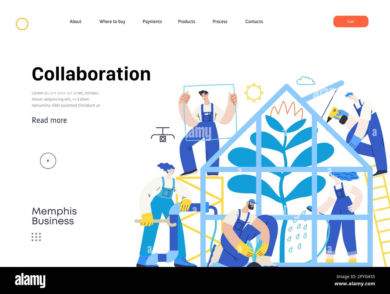 Memphis business illustration. Collaboration -modern flat vector ...