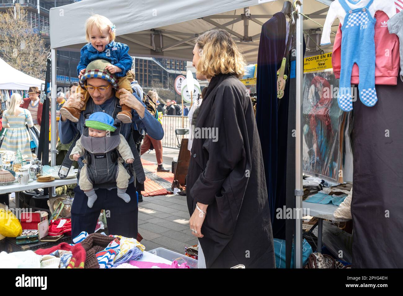London UK April 15 2023 Car Boot Sale by Vintage. Retro festival. A