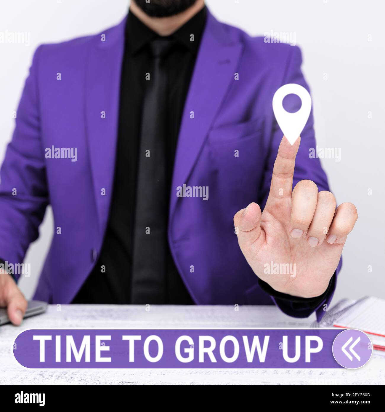 Handwriting text Time To Grow Up. Word for knowing that you are mature person have responsibility Stock Photo