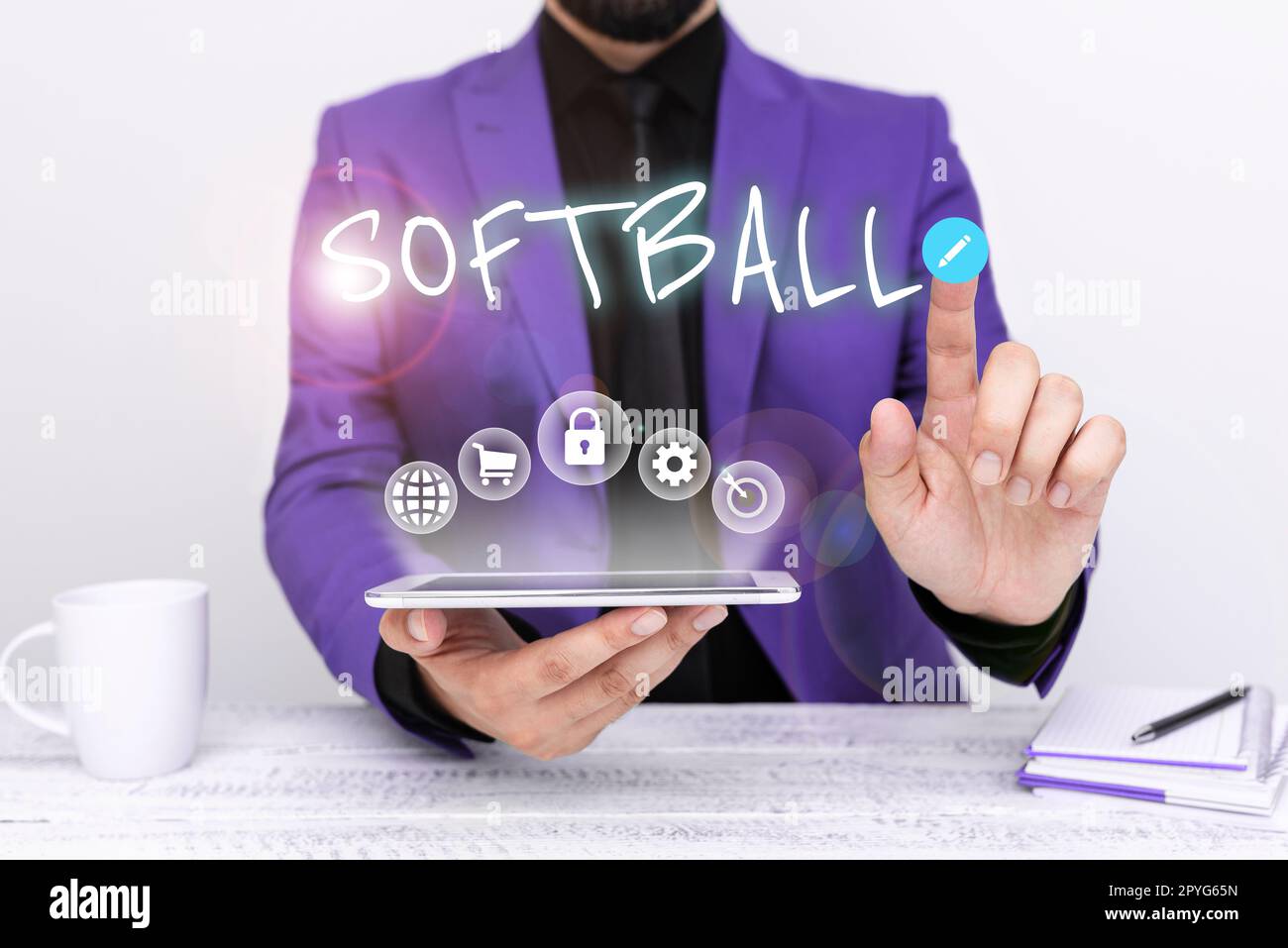 Conceptual caption Softball. Word for a sport similar to baseball