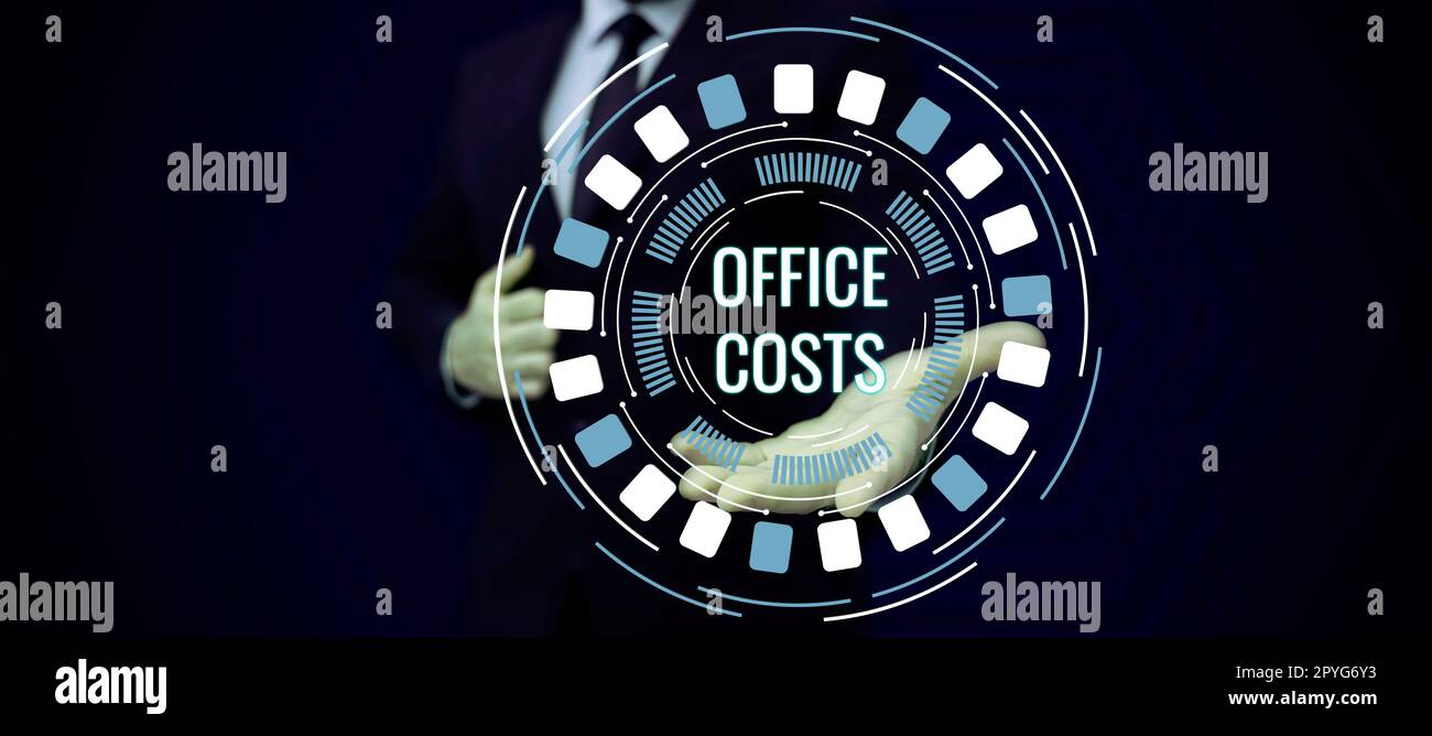 Amount Office Text showing inspiration Office Costs. Business overview amount of ...