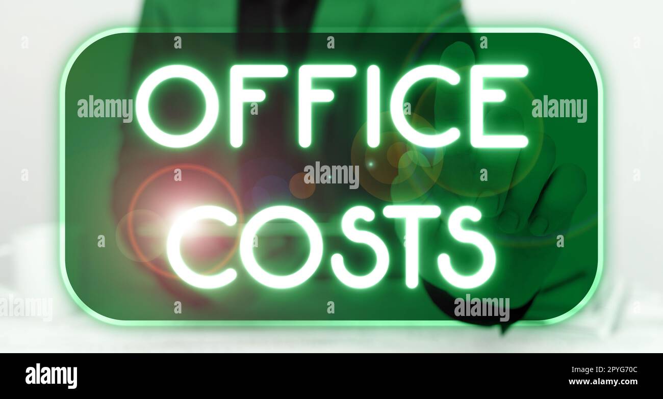 Amount Office Text sign showing Office Costs. Internet Concept amount of money paid ...