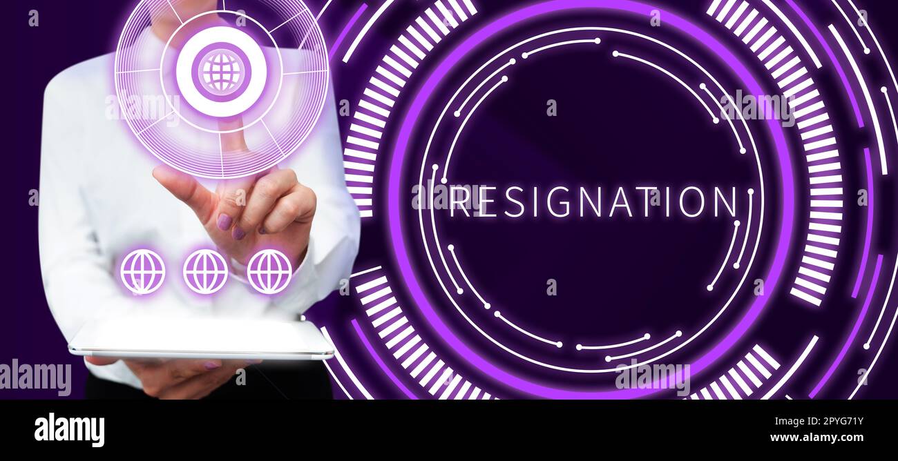Veasing Handwriting text Resignation. Business overview act of giving up ...